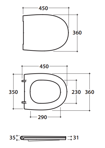 Sedile soft close con sgancio rapido Per wc 4All Bianco, vista frontale su sfondo bianco - Ceramica Globo