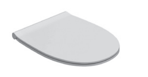 Sedile soft close con sgancio rapido Per wc 4All Bianco in opaco ambientato su piano bagno con accessori - Ceramica Globo