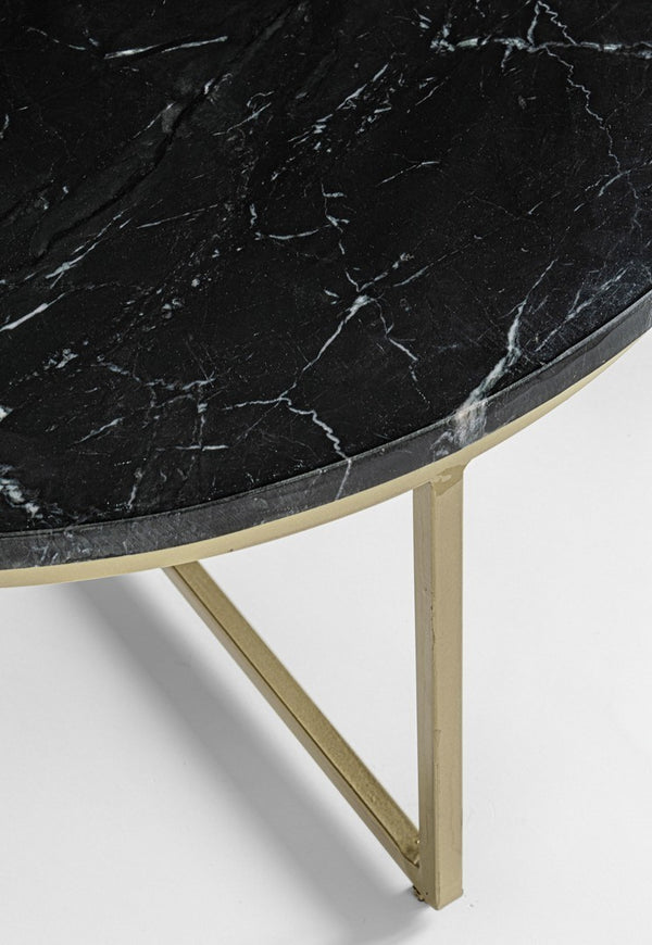 Andrea Bizzotto Prescott tavolino 67,5 in marmo nero e acciaio oro 0746880