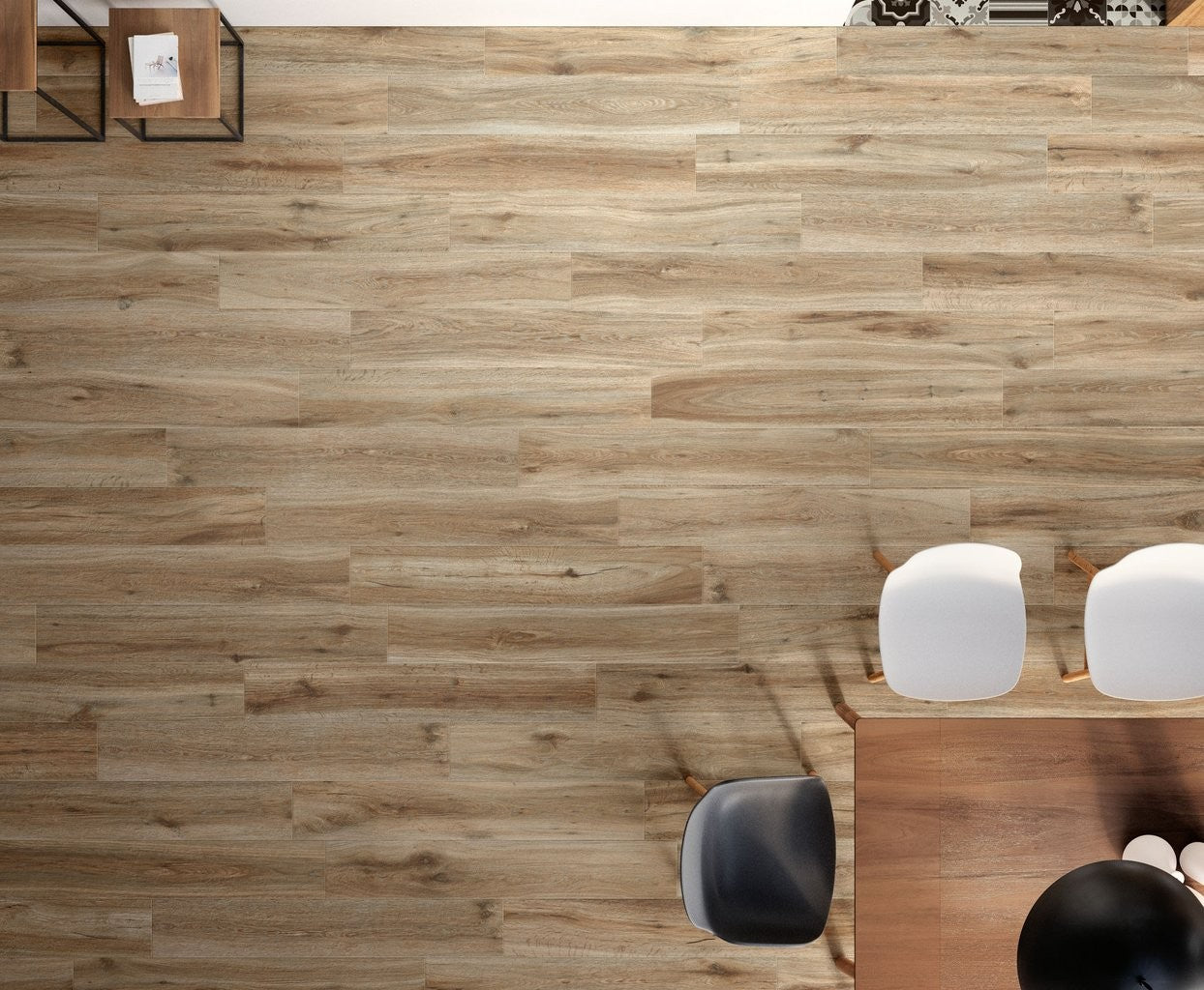 Pavimento 20x120 Effetto parquet Natural Ceramica Sant, dettaglio ravvicinato della finitura e delle fughe