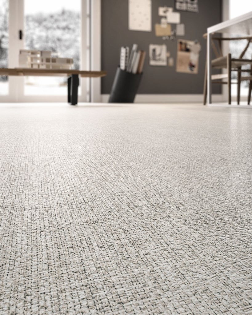 Pavimento rivestimento 20x20 Effetto Tessuto in Gres in ambientazione completa, vista d'insieme della stanza