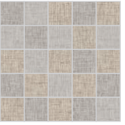 Ceramica Sant Agostino Fineart Mosaico Effetto Tessuto posata in ambiente arredato, dettaglio della venatura