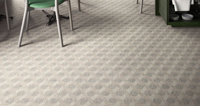 Pavimento rivestimento 90x90 decoro Effetto Tessuto in Gres in ambientazione completa, vista d'insieme della stanza