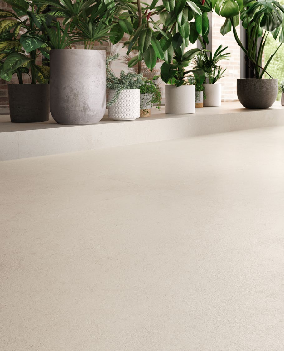 Pavimento rivestimento 60x120 effetto pietra Light posata in ambiente arredato, dettaglio della venatura