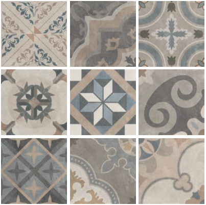Pavimento rivestimento 20x20 Mix Ceramica Sant Agostino posata in ambiente arredato, dettaglio della venatura