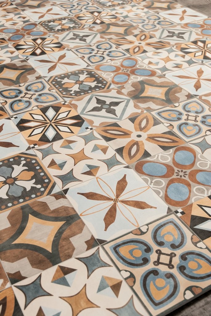 Pavimento rivestimento 20x20 Mix Ceramica Sant Agostino posata in ambiente arredato, dettaglio della venatura