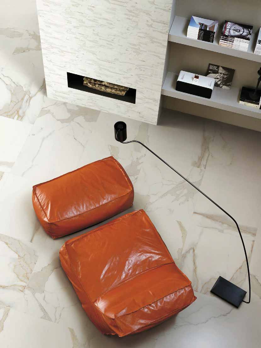 Cerim Antique Pure Marble 02 cm 60x60 Rettificato Naturale posata in ambiente arredato, dettaglio della venatura