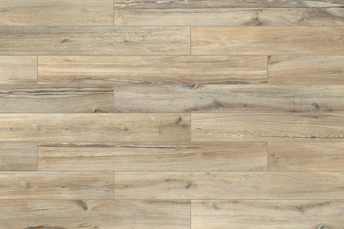 Pavimento 20x120 effetto parquet 10 mm rettificato in Gres in ambientazione completa, vista d'insieme della stanza - Rex...