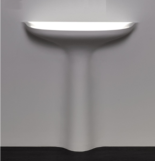 Antonio Lupi CaliceL Lavabo illuminato da Incasso In Corian in naturale ambientato su piano bagno con accessori - Antonio...
