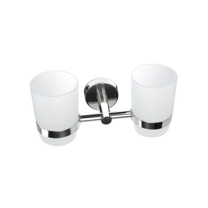 New Line M4 Bicchiere Portaspazzolini tondo Doppio In Acciaio Inox Cromato