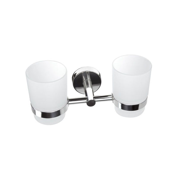 New Line M4 Bicchiere Portaspazzolini tondo Doppio In Acciaio Inox Cromato