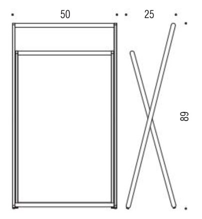 Colombo Portasciugamani 50 cm doppio a pavimento Cromo, vista laterale del profilo a muro - Colombo Design
