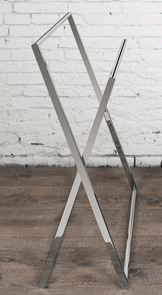 Colombo Portasciugamani 50 cm doppio a pavimento Cromo, dettaglio ravvicinato del materiale e dell'aggancio - Colombo Design