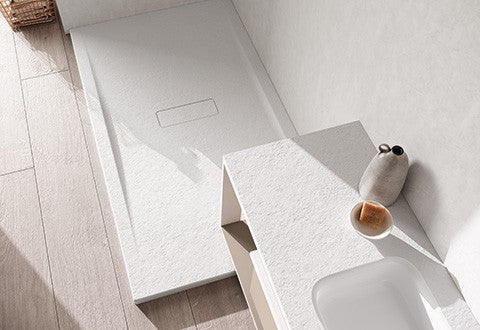 Novellini Piatto Doccia Custom Touch Cm 120x70 Effetto Pietra Naturale in acrilico Bianco Morbido