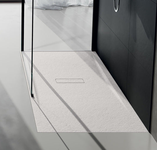 Novellini Custom Touch Piatto Doccia 120x80 effetto pietra antiscivolo in acrilico bianco morbido
