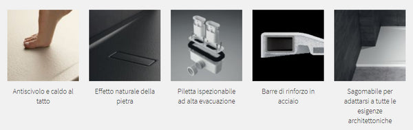 Novellini Custom Touch Piatto Doccia 140x80 effetto pietra in acrilico bianco morbido