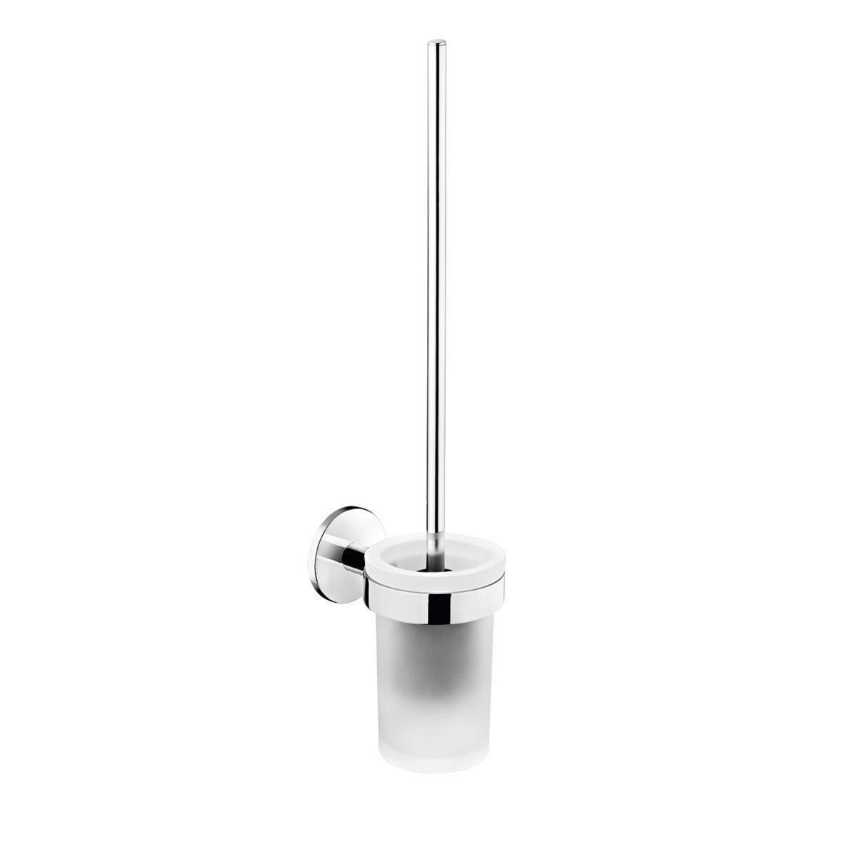 Portascopino wc a muro in Vetro Opaco Cromo Cosmic Duo Round Cromo Vetro Opaco, dettaglio ravvicinato del materiale e...