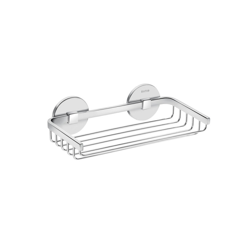 Griglia portasapone 20x11 A Muro cromo Cosmic Duo Round in acciaio inox e lucido installato in bagno moderno con ante in...