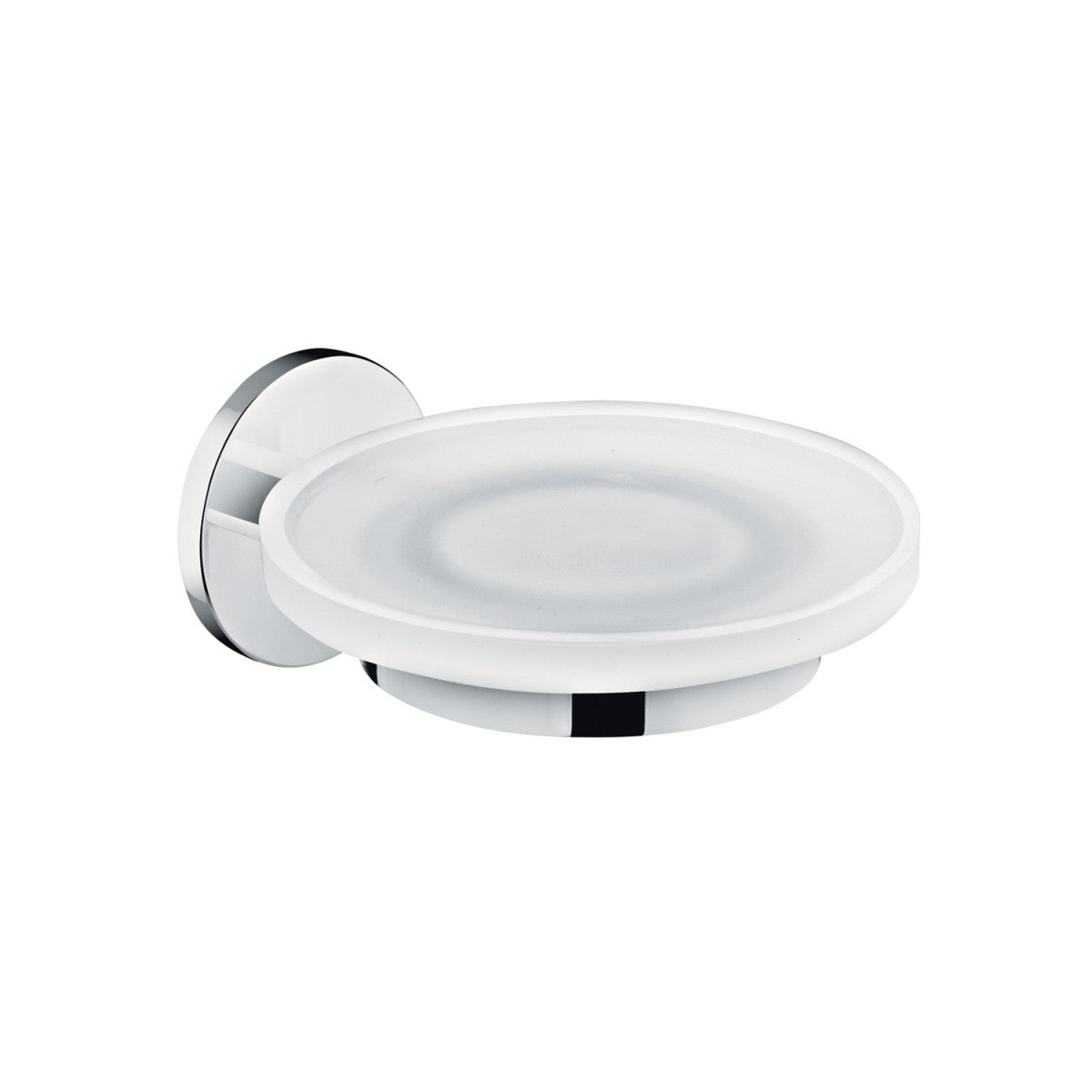 Porta saponetta A Muro Cromo Cosmic Duo Round in acciaio inox e lucido montato a parete, vista del design e della...