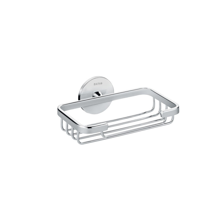Griglia Portasapone 15x11x5,5 a muro Cromo Cosmic Duo Round in acciaio inox e lucido installato in bagno moderno con ante...