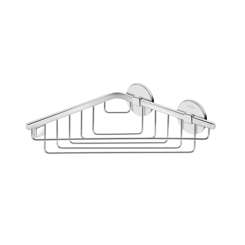 Griglia portasapone angolare vasca doccia Cromo Cosmic Duo in acciaio inox e lucido installato in bagno moderno con ante...