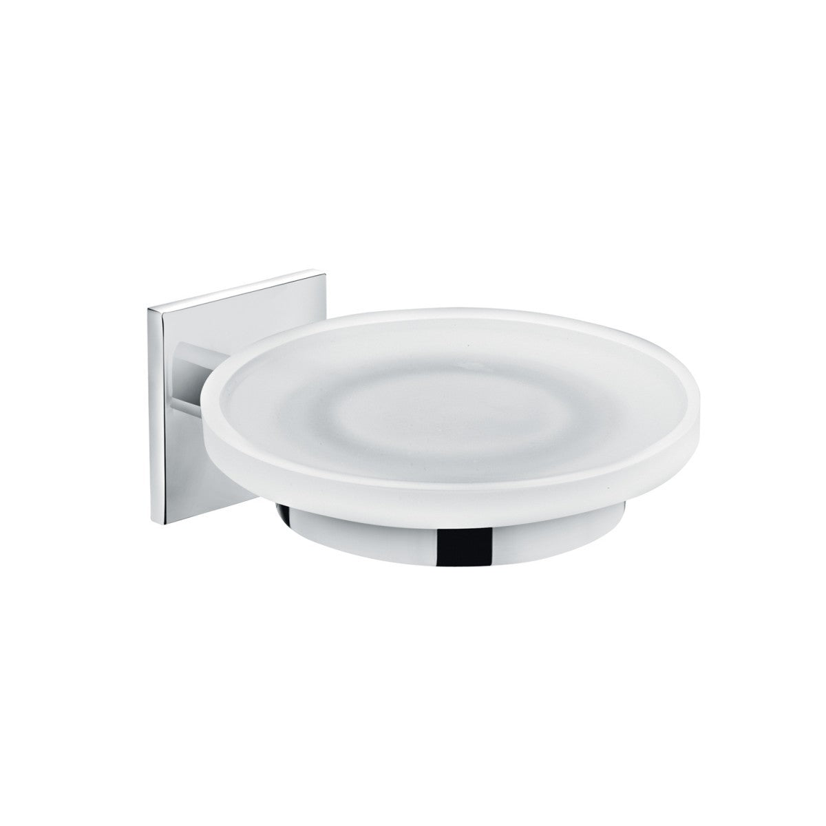 Portasaponetta a muro Cromo Cosmic Duo Square in acciaio inox e lucido montato a parete, vista del design e della...