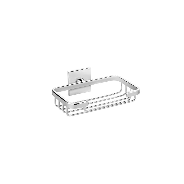 Griglia portasapone a muro cromo Cosmic Duo Square in acciaio inox e lucido installato in bagno moderno con ante in vetro...