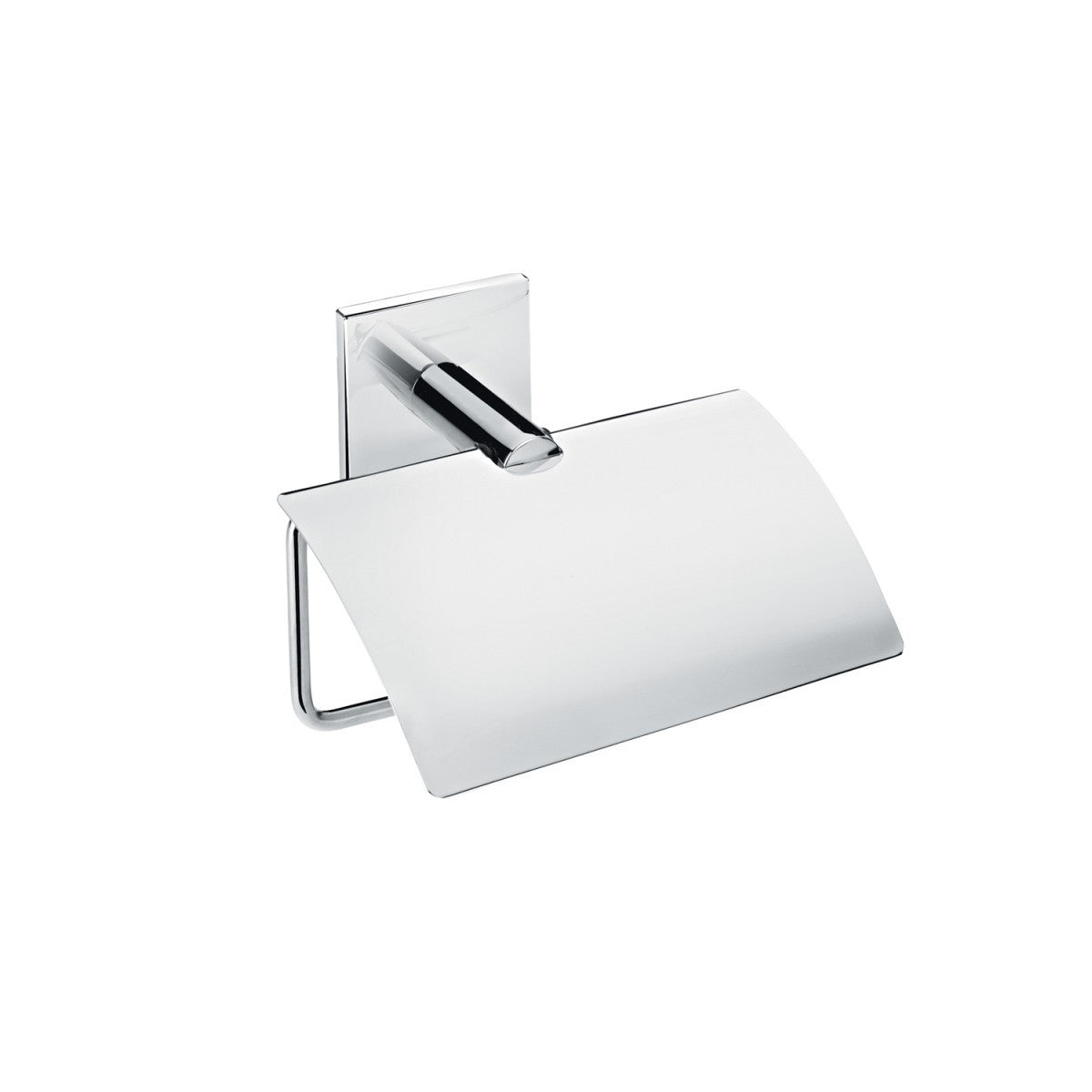 Portarotolo Con Coperchio 12,5x5x13 Cromo Cosmic Duo Square in acciaio inox e lucido montato a parete, vista del design e...