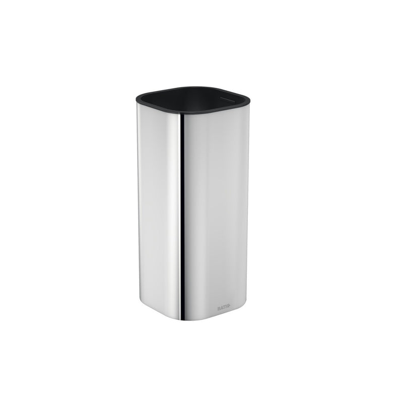Bicchiere Portaspazzolini Da Appoggio cromo Cosmic Line in acciaio inox e lucido montato a parete, vista del design e...