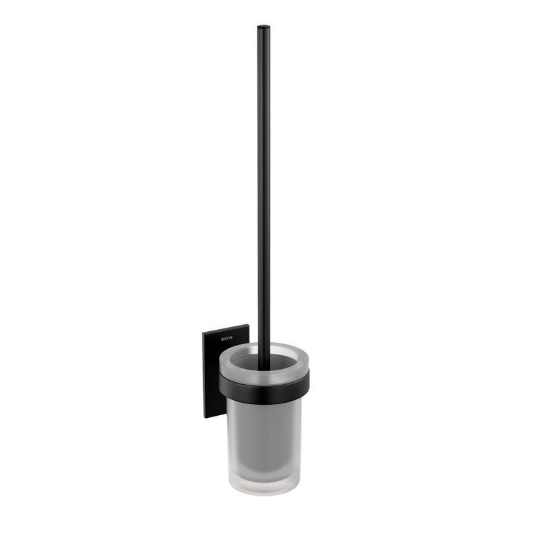 Portascopino a muro Nero Satinato Cosmic Stick, dettaglio ravvicinato del materiale e dell'aggancio - Industrias Cosmic