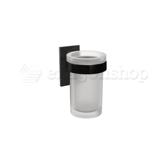 Bicchiere Portaspazzolini a muro in vetro acidato Nero Satinato Cosmic Stick 2763653