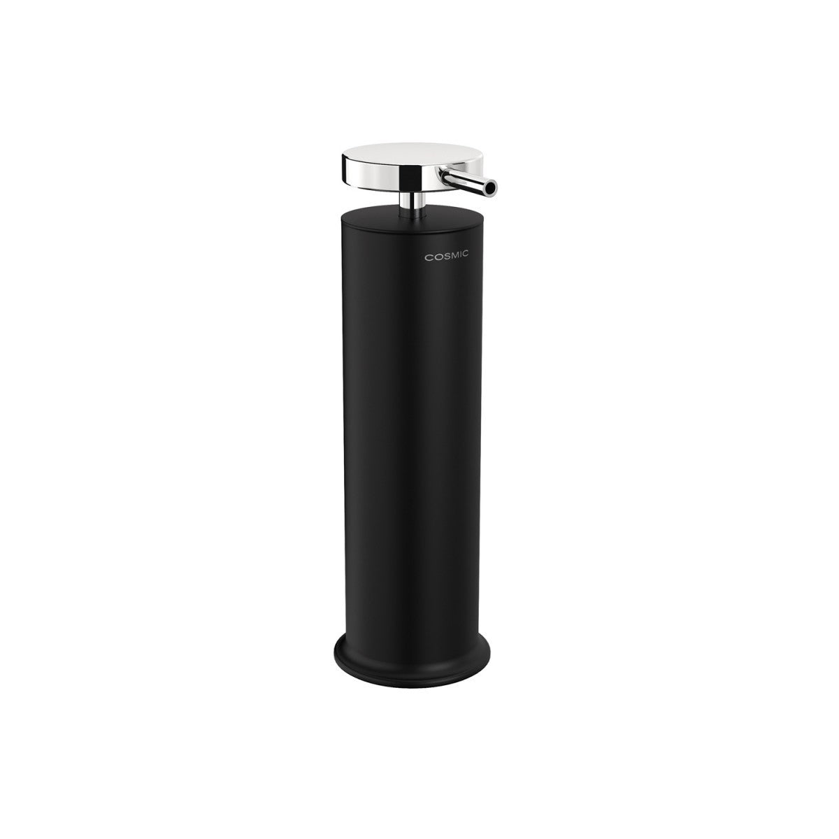 Dispenser sapone liquido da Appoggio Nero Satinato Geyser montato a parete, vista del design e della finitura...