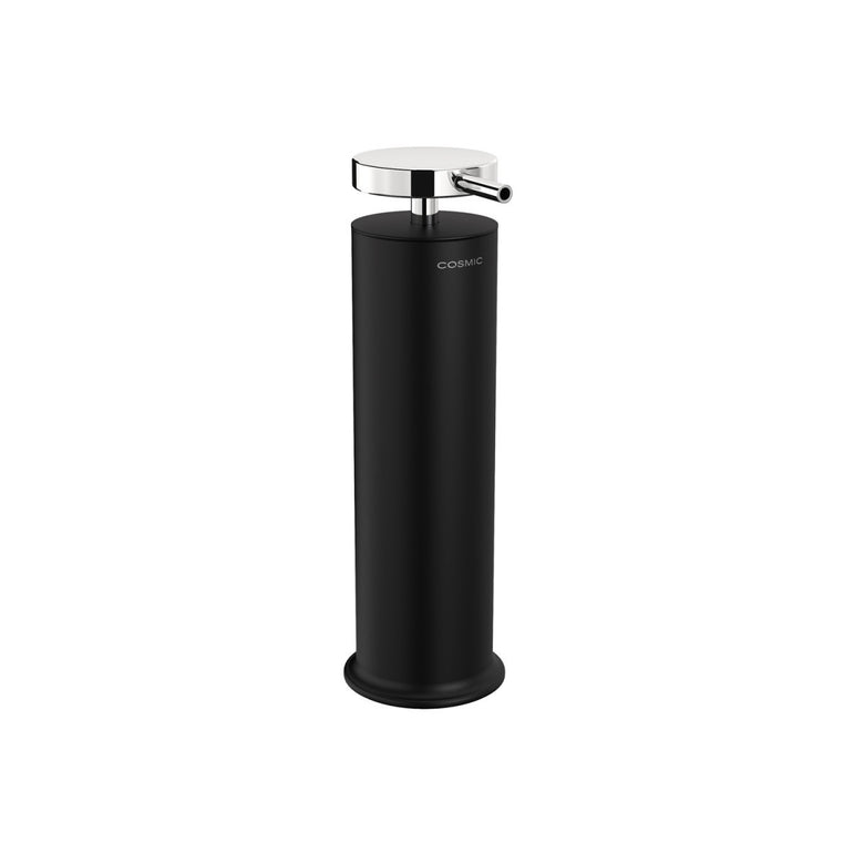Dispenser sapone liquido da Appoggio Nero Satinato Geyser montato a parete, vista del design e della finitura...