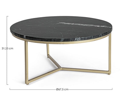 Andrea Bizzotto Prescott tavolino 67,5 in marmo nero e acciaio oro 0746880