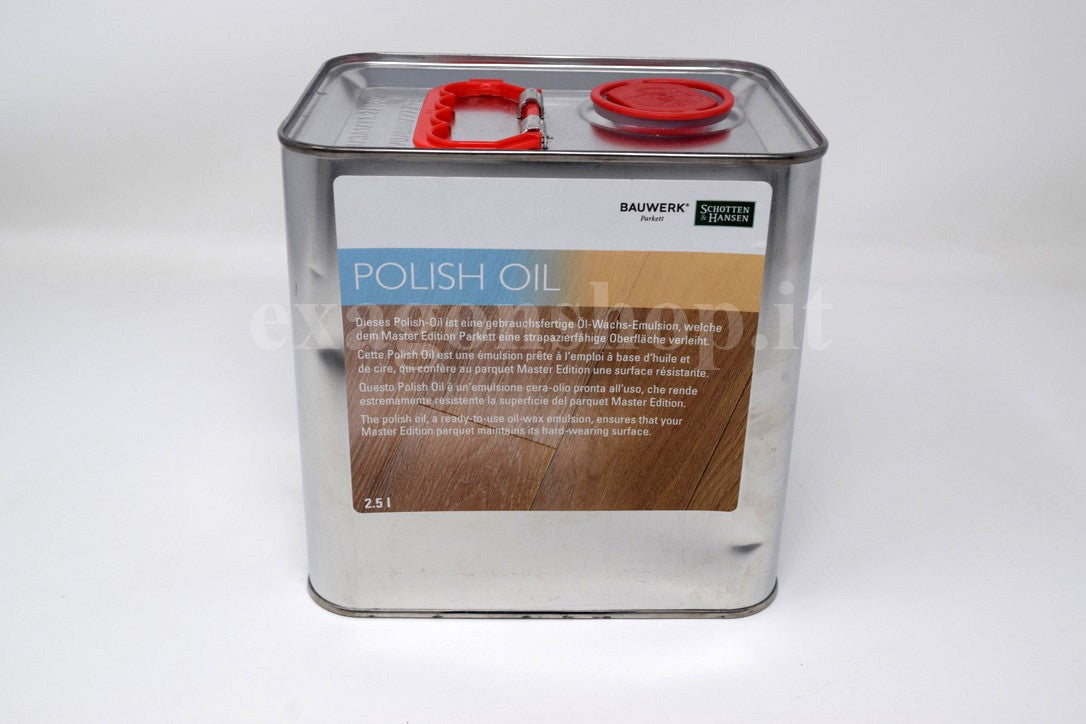 Emulsione Cera Olio Per parquet Master Edition 2.5 Litri montato a parete, vista del design e della finitura