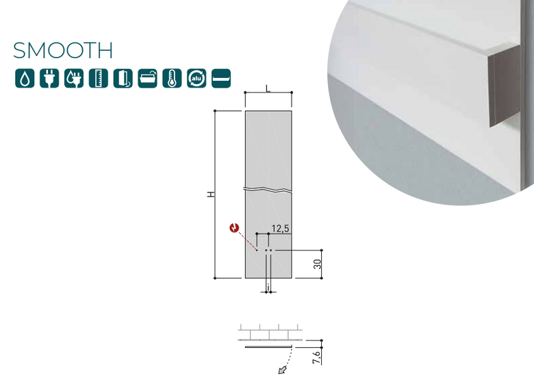 Schema tecnico di installazione di Radiatore 120x40 Ad Acqua Apribile O Fisso Bianco Sable con canna fumaria