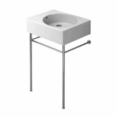 Sostegno Metallico per lavabi Scola e Duravit Cromo montato a parete, vista del design e della finitura