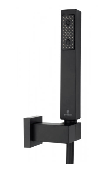 Kit Doccetta quadra con supporto e flessibile 150 cm in cromolux Nero Opaco Black Cube C51023C00073004 Bossini