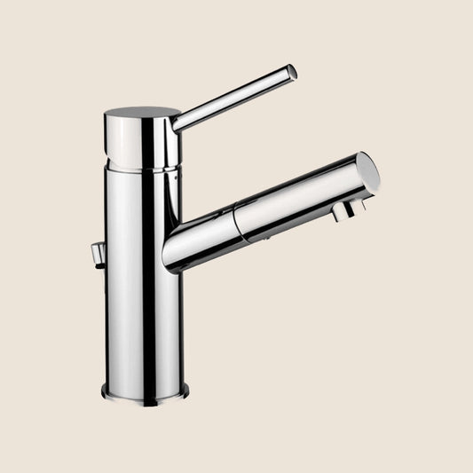 Paffoni Birillo Bi071k Miscelatore Lavabo Con Scarico Click ambientato su piano bagno con accessori
