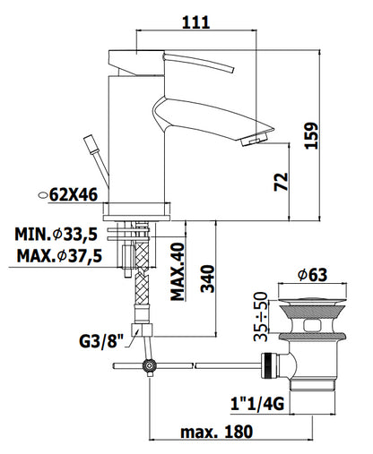 Paffoni Birillo Br071kcr Miscelatore Lavabo Ellittico Con Scarico Clic Clac Cromo