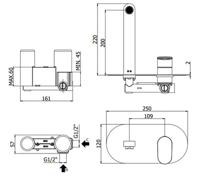 Paffoni Candy Ca105 Miscelatore lavabo Incasso a muro cromo