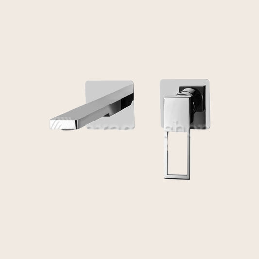 Paffoni Effe Miscelatore Lavabo Incasso 2 Fori Bocca 24 cm ambientato su piano bagno con accessori