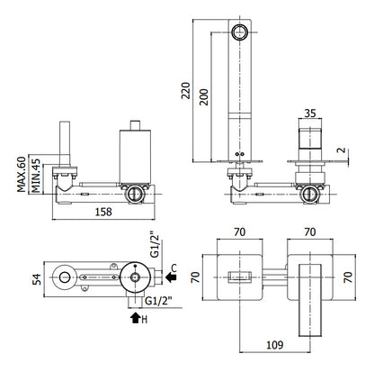 Paffoni Elle El106cr70 Miscelatore lavabo Incasso 2 Fori Cromo