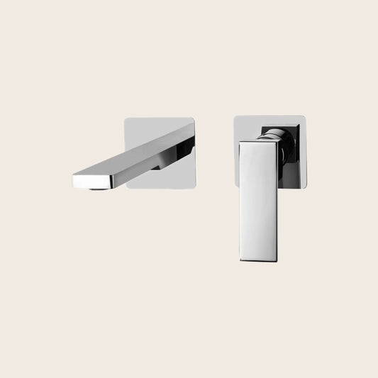 Paffoni Elle El106cr70 Miscelatore lavabo Incasso 2 Fori ambientato su piano bagno con accessori