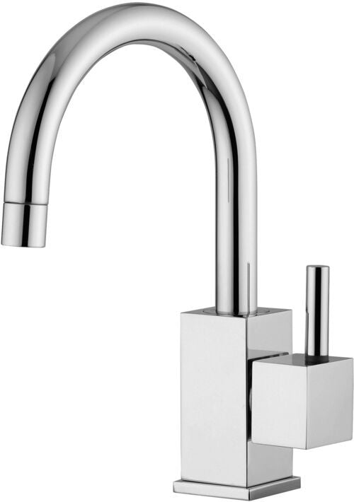 Paffoni Level Lea091st Rubinetto lavabo canna a Cigno, vista frontale su sfondo bianco