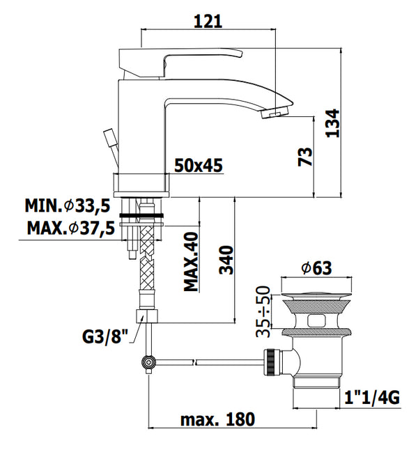 Paffoni Level Les071st Miscelatore Lavabo senza Piletta Steel Looking Acciaio