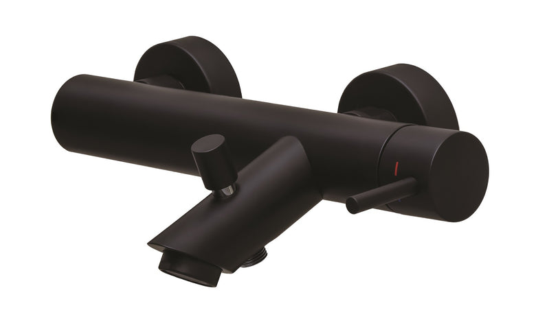 Paffoni Light Lig022no Miscelatore Vasca Senza Duplex Nero ambientato in box doccia con pareti in vetro