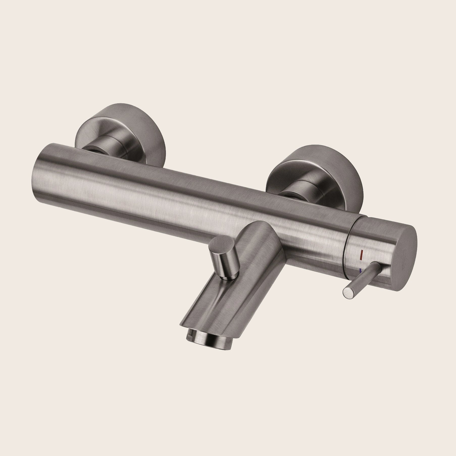 Paffoni Light Lig022st Miscelatore Vasca Senza Duplex Steel visto dall'alto con superficie e piletta di scarico