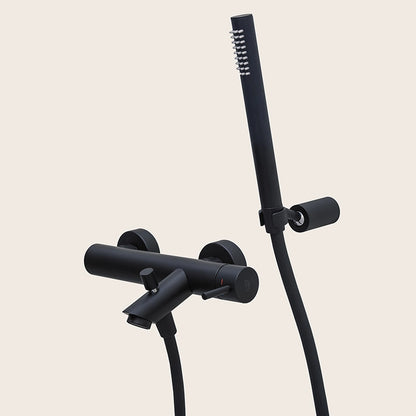 Paffoni Light Lig023no Miscelatore Vasca Con doccetta Nero in opaco visto dall'alto con superficie e piletta di scarico