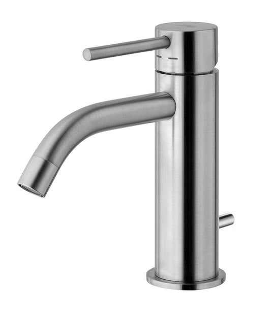 Paffoni Light Lig075st Miscelatore Lavabo Con Sistema Di Scarico Steel Looking Acciaio